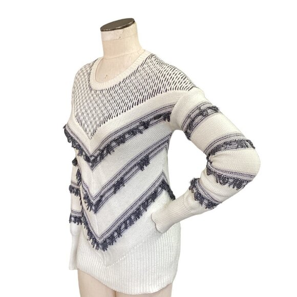 Banana Republic Sweater Mixed Pattern Chevron Fringe Sz S #130R - Picture 4 of 10